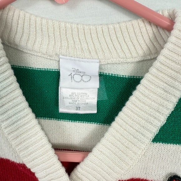 Disney 100 Stripe Cardigan Sweater with Stripes and Mini-mouse Emblem Size 3T - Picture 5 of 10